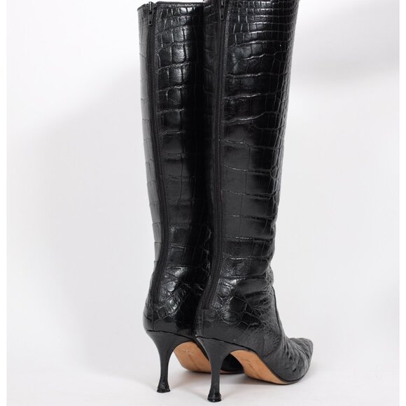 Manolo Blahnik boots shoes 39.5 / 9.5 real crocodile alligator knee high heels - Picture 7 of 12